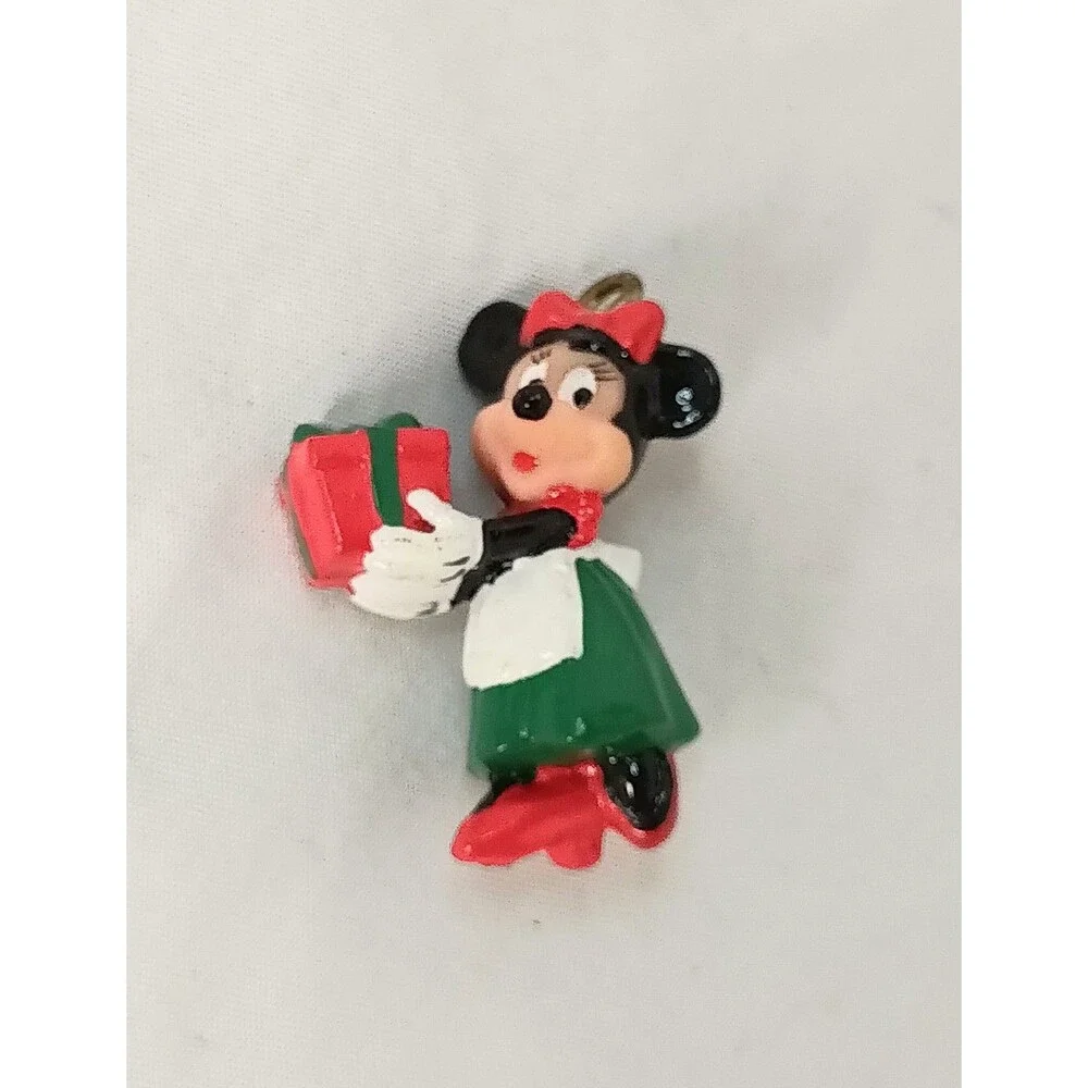 Vintage Minnie Mouse With Present Miniature Enchantments Christmas Ornament